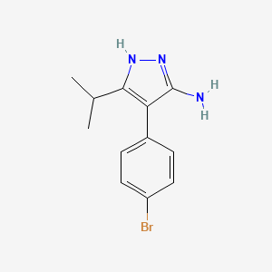 molecular formula C12H14BrN3 B15252309 4-(4-Bromophenyl)-3-isopropyl-1h-pyrazol-5-amine 