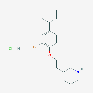 molecular formula C17H27BrClNO B1525273 3-{2-[2-Bromo-4-(sec-butyl)phenoxy]-ethyl}piperidine hydrochloride CAS No. 1220029-49-1