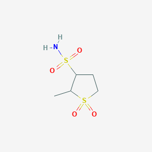 molecular formula C5H11NO4S2 B15252855 2-Methyl-1,1-dioxo-1lambda6-thiolane-3-sulfonamide 