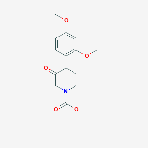 molecular formula C18H25NO5 B15252915 Tert-butyl 4-(2,4-dimethoxyphenyl)-3-oxopiperidine-1-carboxylate 