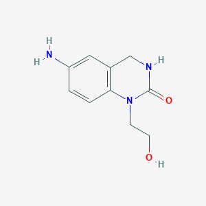 molecular formula C10H13N3O2 B15253020 6-Amino-1-(2-hydroxyethyl)-1,2,3,4-tetrahydroquinazolin-2-one 