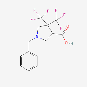 molecular formula C14H13F6NO2 B15253139 1-Benzyl-4,4-bis(trifluoromethyl)pyrrolidine-3-carboxylic acid 