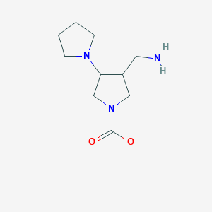 molecular formula C14H27N3O2 B15253327 Tert-butyl 3-(aminomethyl)-4-(pyrrolidin-1-yl)pyrrolidine-1-carboxylate 