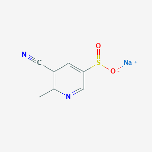 molecular formula C7H5N2NaO2S B15253528 Sodium 5-cyano-6-methylpyridine-3-sulfinate 