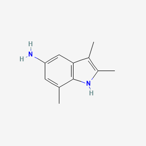 molecular formula C11H14N2 B15253636 2,3,7-Trimethyl-1H-indol-5-amine 