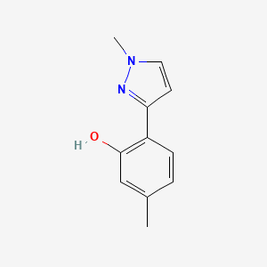 molecular formula C11H12N2O B15253717 5-Methyl-2-(1-methyl-1H-pyrazol-3-YL)phenol 