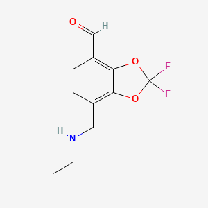 molecular formula C11H11F2NO3 B15253729 7-[(Ethylamino)methyl]-2,2-difluoro-2H-1,3-benzodioxole-4-carbaldehyde 