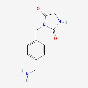 molecular formula C11H13N3O2 B15253783 3-(4-(Aminomethyl)benzyl)imidazolidine-2,4-dione 