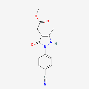 molecular formula C14H13N3O3 B15253984 Methyl 2-[2-(4-cyanophenyl)-5-methyl-3-oxo-2,3-dihydro-1H-pyrazol-4-yl]acetate 