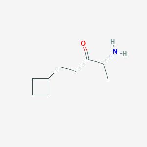 molecular formula C9H17NO B15254014 4-Amino-1-cyclobutylpentan-3-one 