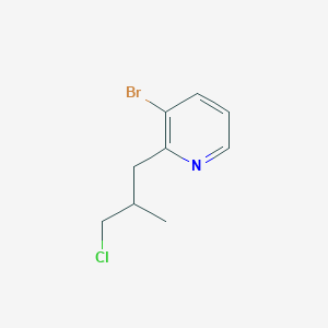 molecular formula C9H11BrClN B15254039 3-Bromo-2-(3-chloro-2-methylpropyl)pyridine 