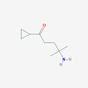 molecular formula C9H17NO B15254185 4-Amino-1-cyclopropyl-4-methylpentan-1-one 