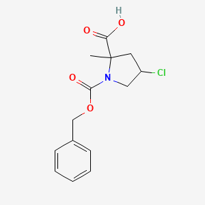 molecular formula C14H16ClNO4 B15254193 1-[(Benzyloxy)carbonyl]-4-chloro-2-methylpyrrolidine-2-carboxylic acid 