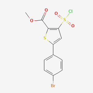 molecular formula C12H8BrClO4S2 B15254225 Methyl 5-(4-bromophenyl)-3-(chlorosulfonyl)thiophene-2-carboxylate 