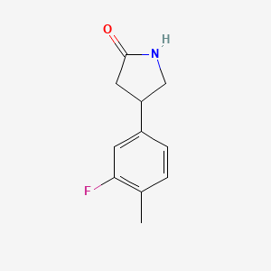 molecular formula C11H12FNO B15254260 4-(3-Fluoro-4-methylphenyl)pyrrolidin-2-one 