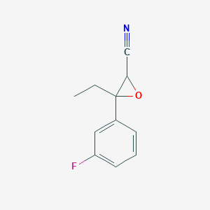 molecular formula C11H10FNO B15254469 3-Ethyl-3-(3-fluorophenyl)oxirane-2-carbonitrile 