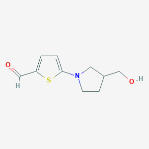 molecular formula C10H13NO2S B15254684 5-[3-(Hydroxymethyl)pyrrolidin-1-YL]thiophene-2-carbaldehyde 