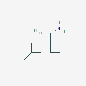 molecular formula C11H21NO B15254726 1-[1-(Aminomethyl)cyclobutyl]-2,3-dimethylcyclobutan-1-ol 