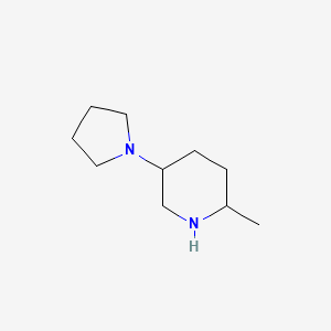 molecular formula C10H20N2 B15254810 2-Methyl-5-(pyrrolidin-1-yl)piperidine 