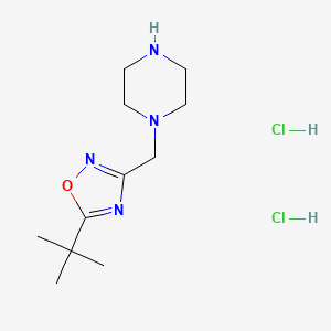 molecular formula C11H22Cl2N4O B1525492 1-[(5-Tert-butyl-1,2,4-oxadiazol-3-yl)methyl]piperazine dihydrochloride CAS No. 1315365-26-4
