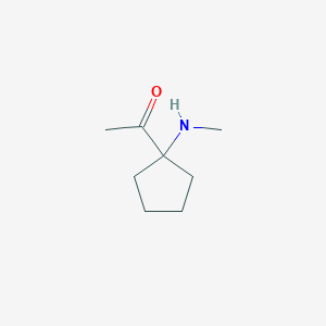 molecular formula C8H15NO B15254923 1-[1-(Methylamino)cyclopentyl]ethan-1-one 