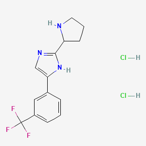 molecular formula C14H16Cl2F3N3 B1525498 2-(pyrrolidin-2-yl)-4-[3-(trifluoromethyl)phenyl]-1H-imidazole dihydrochloride CAS No. 1315366-83-6
