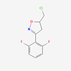 molecular formula C10H8ClF2NO B1525501 5-(Chloromethyl)-3-(2,6-difluorophenyl)-4,5-dihydro-1,2-oxazole CAS No. 1334146-85-8