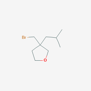 molecular formula C9H17BrO B15255021 3-(Bromomethyl)-3-(2-methylpropyl)oxolane 