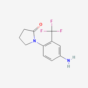 molecular formula C11H11F3N2O B15255044 2-Pyrrolidinone, 1-[4-amino-2-(trifluoromethyl)phenyl]- 