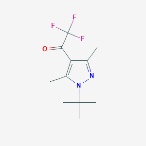 molecular formula C11H15F3N2O B1525514 1-(1-tert-butyl-3,5-dimethyl-1H-pyrazol-4-yl)-2,2,2-trifluoroethan-1-one CAS No. 1315366-32-5