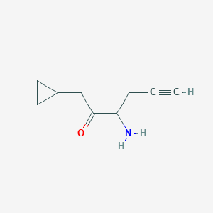 molecular formula C9H13NO B15255154 3-Amino-1-cyclopropylhex-5-yn-2-one 