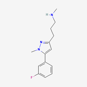 molecular formula C14H18FN3 B15255348 {3-[5-(3-fluorophenyl)-1-methyl-1H-pyrazol-3-yl]propyl}(methyl)amine 