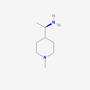 molecular formula C8H18N2 B15255386 (1R)-1-(1-methylpiperidin-4-yl)ethan-1-amine CAS No. 1308650-42-1