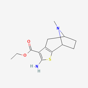 molecular formula C13H18N2O2S B15255539 Ethyl 2-amino-9-methyl-5,6,7,8-tetrahydro-4h-5,8-epiminocyclohepta[b]thiophene-3-carboxylate 