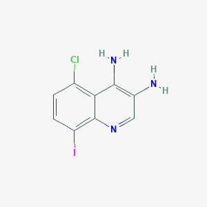 molecular formula C9H7ClIN3 B15255633 5-Chloro-8-iodoquinoline-3,4-diamine 