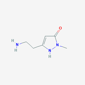 molecular formula C6H11N3O B1525566 3-(2-氨基乙基)-1-甲基-1H-吡唑-5-醇 CAS No. 888229-76-3