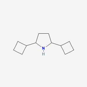 molecular formula C12H21N B15255719 2,5-Dicyclobutylpyrrolidine 