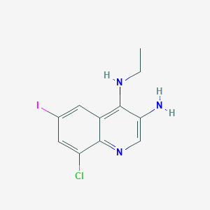 molecular formula C11H11ClIN3 B15255743 8-Chloro-N4-ethyl-6-iodoquinoline-3,4-diamine 