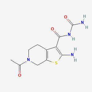 molecular formula C11H14N4O3S B1525597 6-acetyl-2-amino-N-(aminocarbonyl)-4,5,6,7-tetrahydrothieno[2,3-c]pyridine-3-carboxamide CAS No. 1333960-39-6