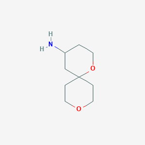 molecular formula C9H17NO2 B1525598 1,9-二氧杂螺[5.5]十一烷-4-胺 CAS No. 1330756-19-8