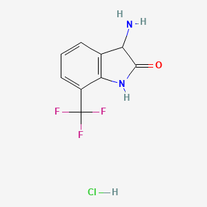 molecular formula C9H8ClF3N2O B1525607 3-amino-7-(trifluoromethyl)-1,3-dihydro-2H-indol-2-one hydrochloride CAS No. 1332528-30-9