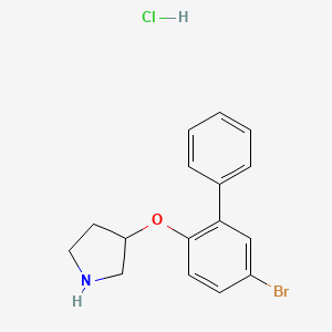 molecular formula C16H17BrClNO B1525635 5-Bromo[1,1'-biphenyl]-2-yl 3-pyrrolidinyl ether hydrochloride CAS No. 1220032-81-4