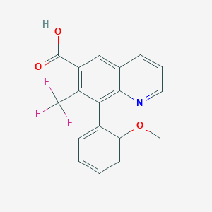 molecular formula C18H12F3NO3 B15256417 8-(2-Methoxyphenyl)-7-(trifluoromethyl)quinoline-6-carboxylic acid 