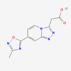 molecular formula C11H9N5O3 B1525651 [7-(3-Methyl-1,2,4-oxadiazol-5-yl)[1,2,4]triazolo[4,3-a]pyridin-3-yl]acetic acid CAS No. 1338661-82-7