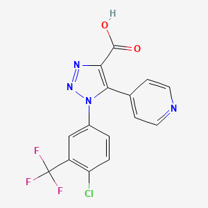 1-[4-chloro-3-(trifluoromethyl)phenyl]-5-(pyridin-4-yl)-1H-1,2,3-triazole-4-carboxylic acid