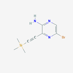 molecular formula C9H12BrN3Si B1525660 5-溴-3-((三甲基甲硅烷基)乙炔基)吡嗪-2-胺 CAS No. 875781-41-2