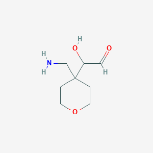 molecular formula C8H15NO3 B15256604 2-[4-(Aminomethyl)oxan-4-yl]-2-hydroxyacetaldehyde 