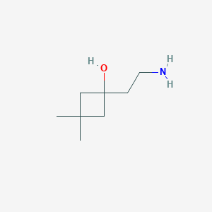 molecular formula C8H17NO B15256699 1-(2-Aminoethyl)-3,3-dimethylcyclobutan-1-ol 
