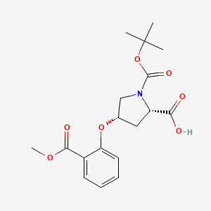 molecular formula C18H23NO7 B1525670 (2S,4S)-1-(tert-Butoxycarbonyl)-4-[2-(methoxy-carbonyl)phenoxy]-2-pyrrolidinecarboxylic acid CAS No. 1354486-19-3