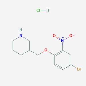 molecular formula C12H16BrClN2O3 B1525678 3-[(4-Bromo-2-nitrophenoxy)methyl]piperidine hydrochloride CAS No. 1220021-00-0